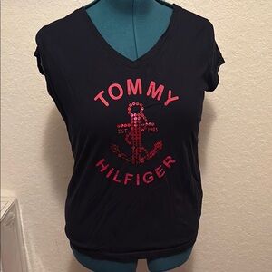 Tommy Hilfiger Black Sequin Anchor Women's Top